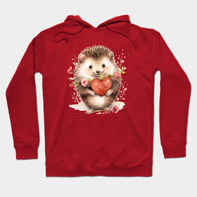 Cute Hedgehog Love Valentine Hoodie by CunninghamWatercolors